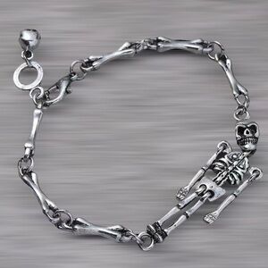 Skull Skeleton Dark Personality Jewelry Creative Retro Punk Style 8”  Bracelet